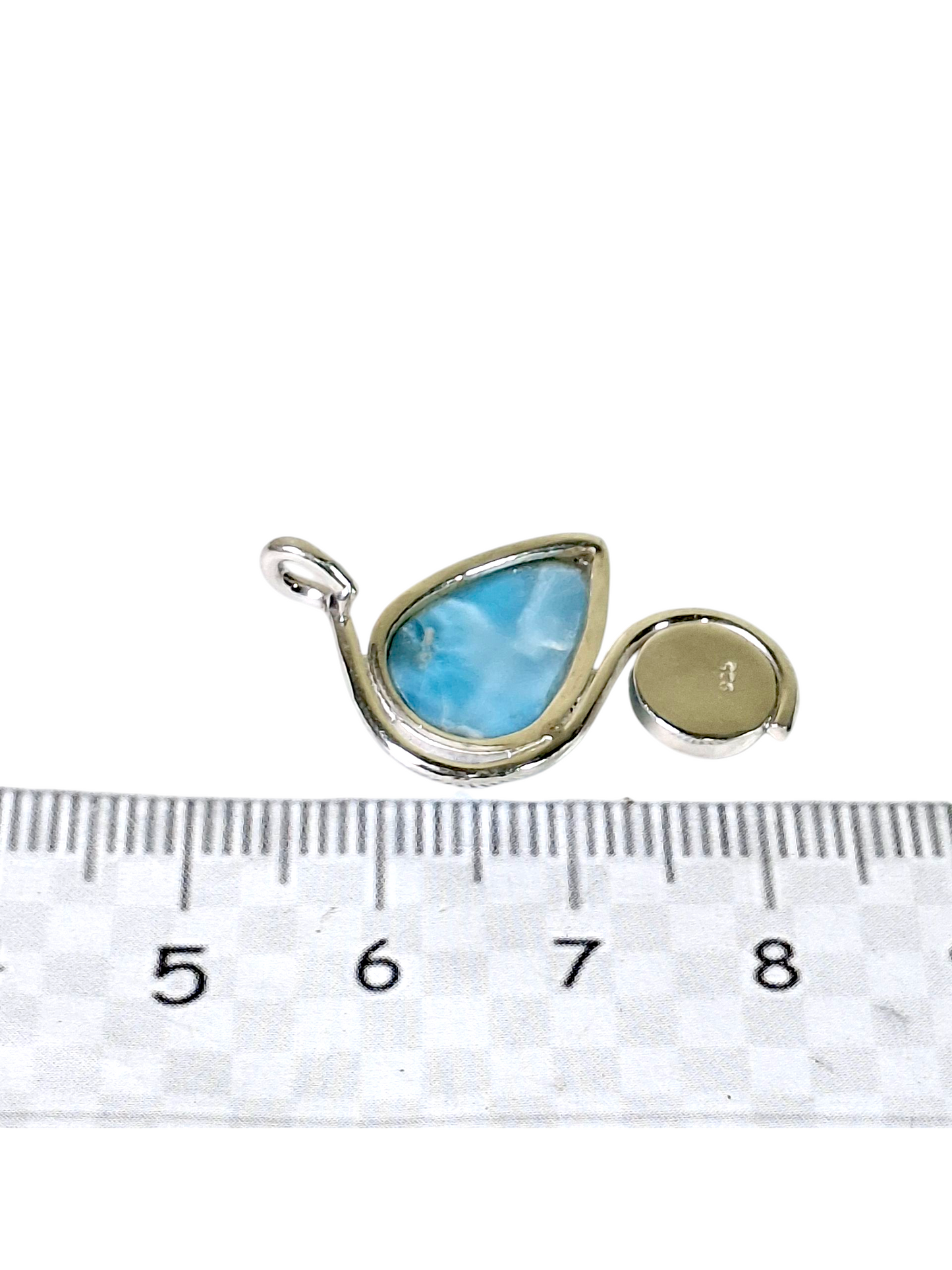 1.9"in. Dominican Nice Blue Larimar/ Rose quartz Stones Pendant Handmade