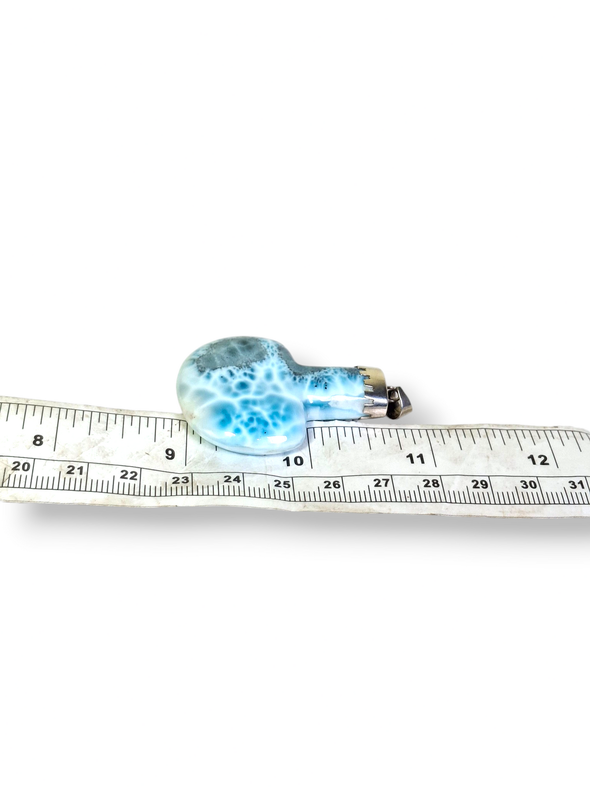 Double-Sided Natural Larimar Amphora-Shaped Pendant Silver Bail