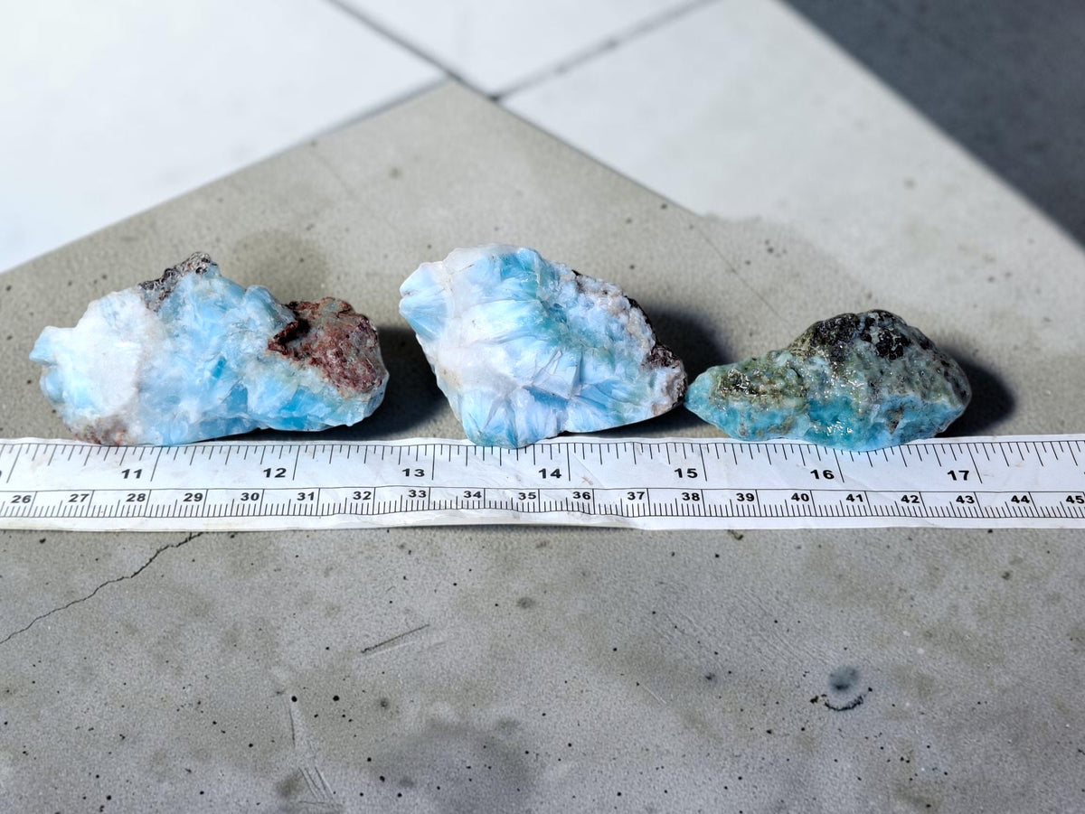540g Dalle de Larimar Naturel Poli Spécimen Rare Pectolite Bleue Dominicaine