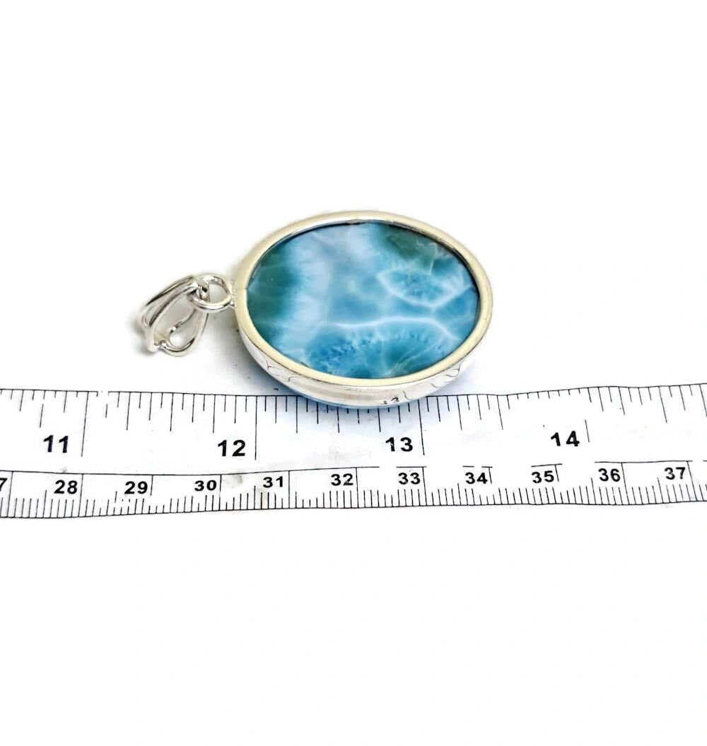 2.4 "in. Dominican Nice Deep Blue Larimar Stone Pendant Handmade