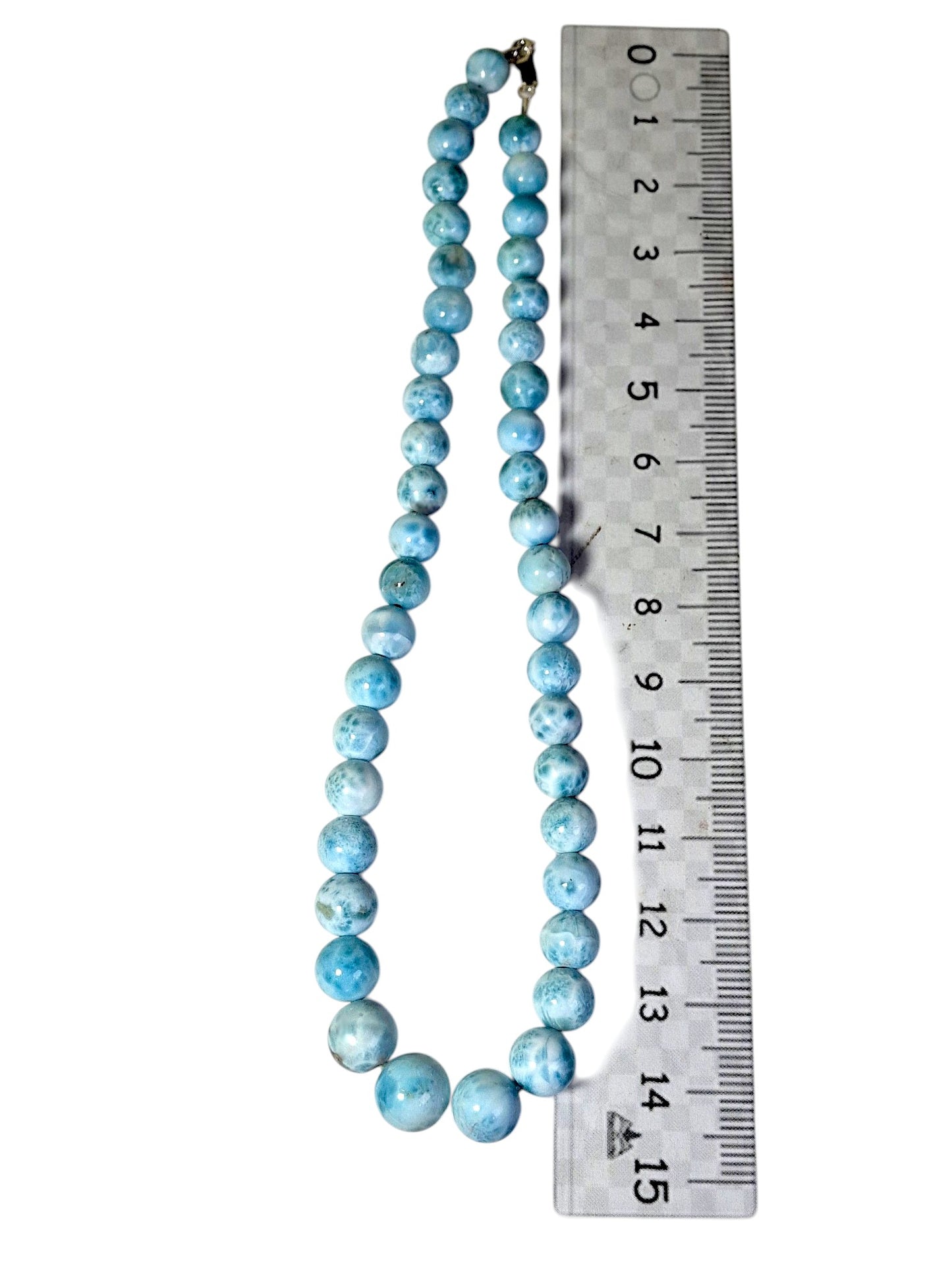 17.5 " Dominican Nice Blue Larimar Stone Necklace Handcrafted