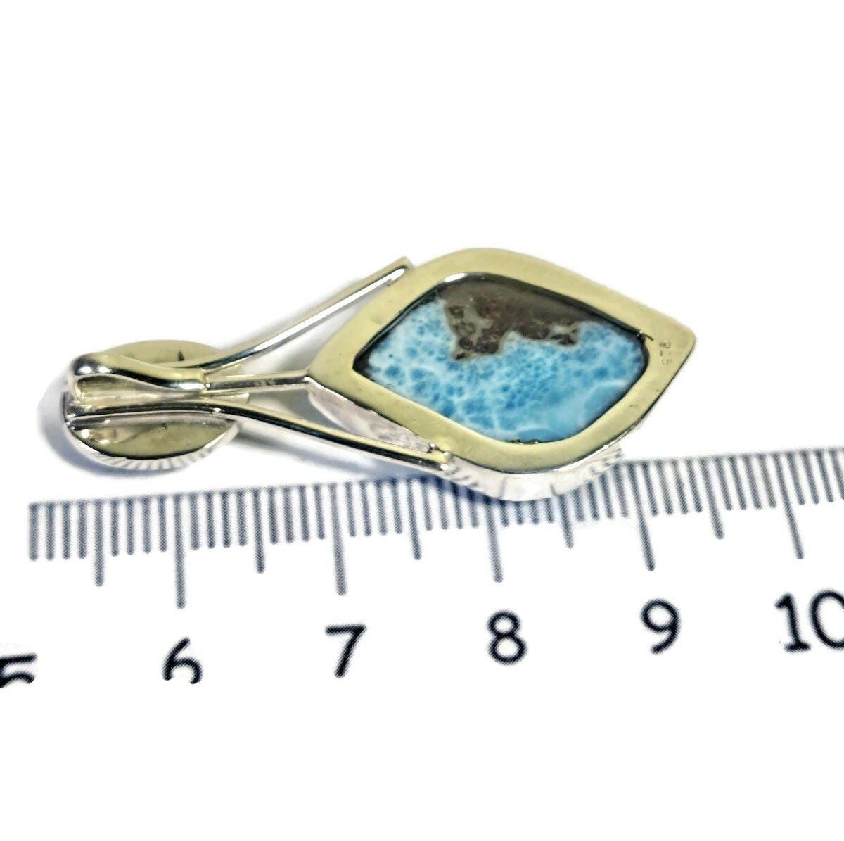2.6 "in. Beautiful Nice Blue Larimar / Faceted Amethyst Stones Pendant Handmade