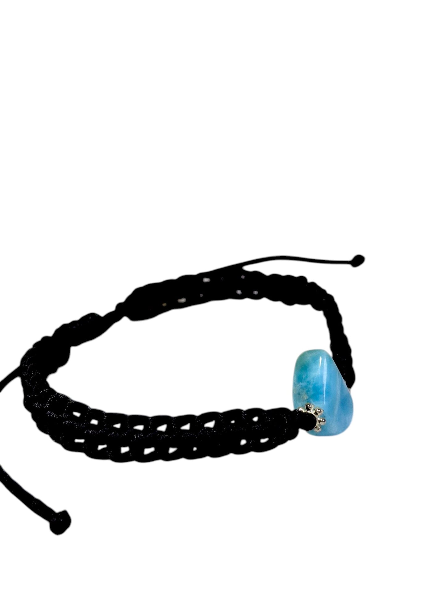 Nice Blue Larimar Stone Nylon Cord Handmade Bracelet Men / Women