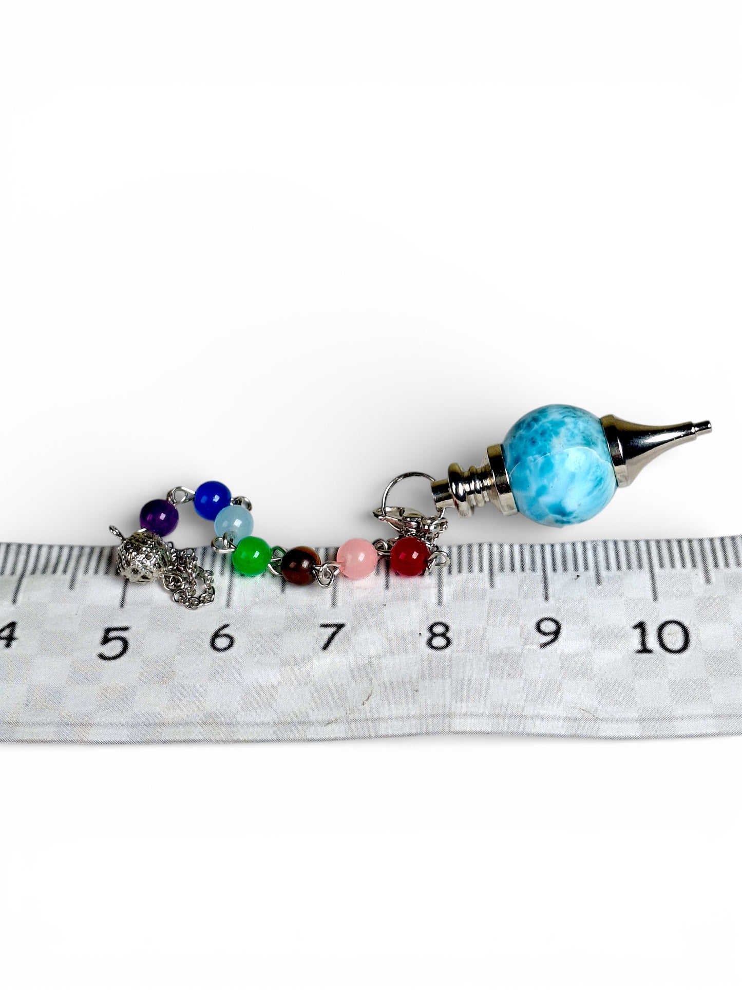 Dominican Nice Blue Larimar Stone Pendulum Necklace 7 chakras