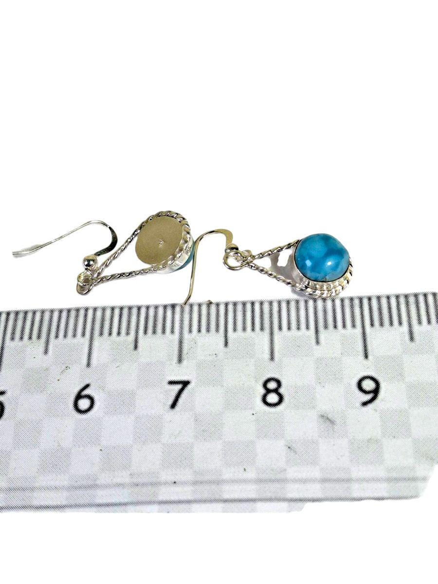 Sterling Silver Nice Blue Larimar Stone Handmade Dangle Earring