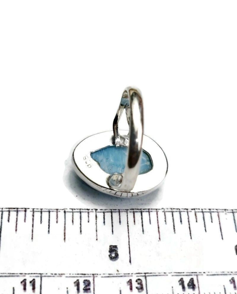 Solid Sterling Silver Dominican Nice Blue Larimar Stone Handmade Ring