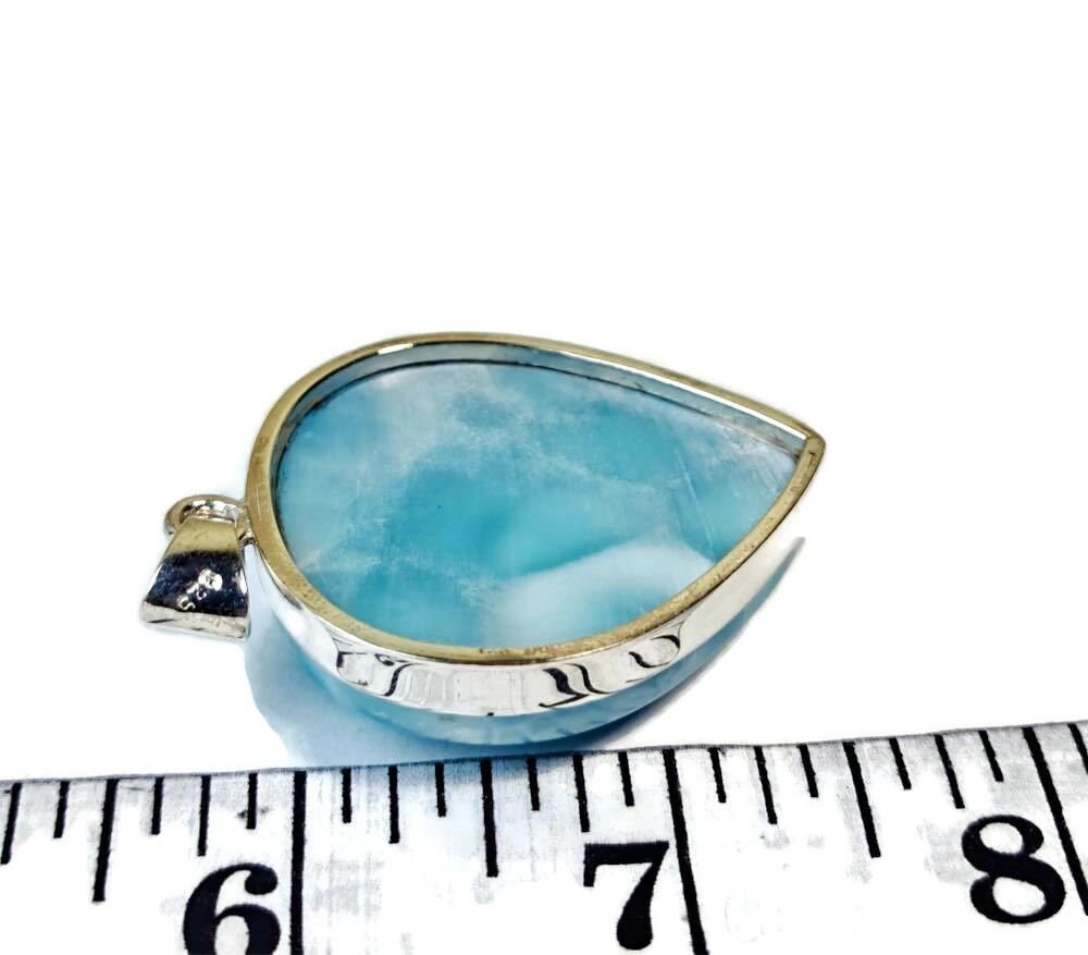 2.1 "in. Dominican Nice Deep Blue Larimar Stone Pendant Handmade