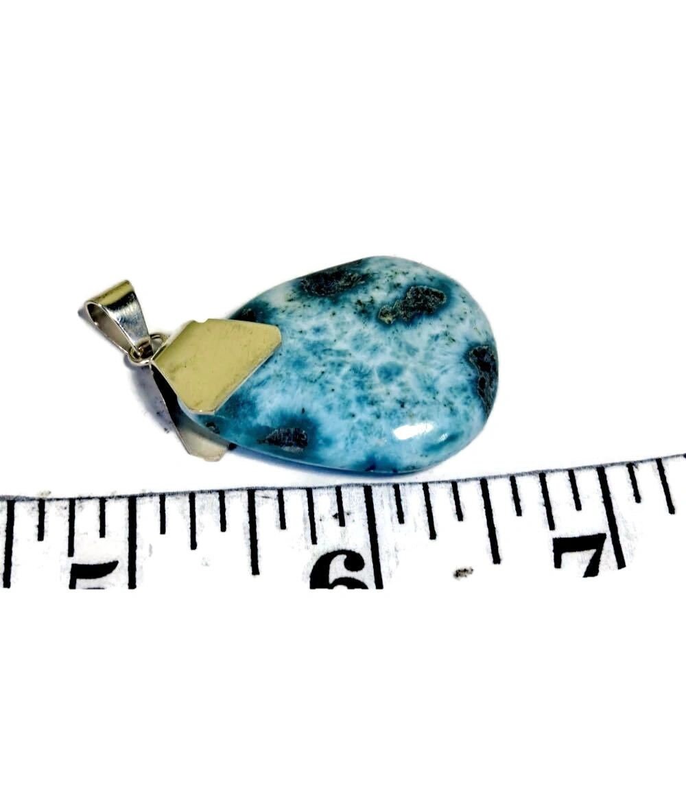2. "in. Dominican Nice Deep Blue Larimar Stone Pendant Handmade