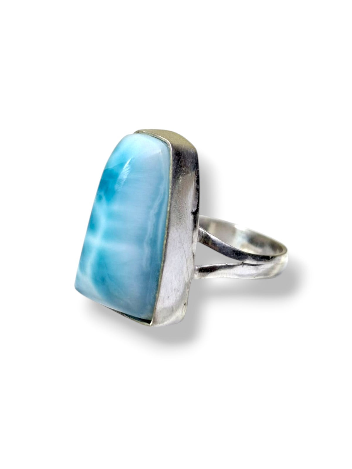 Larimar Ring 925 Silver Natural Dominican Republic Blue Stone Love Gift Jewelry