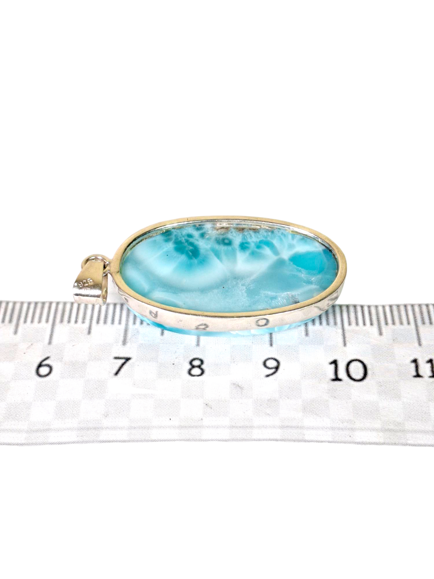 2.6 "in. Dominican Nice Deep Blue Larimar Stone Pendant Handmade