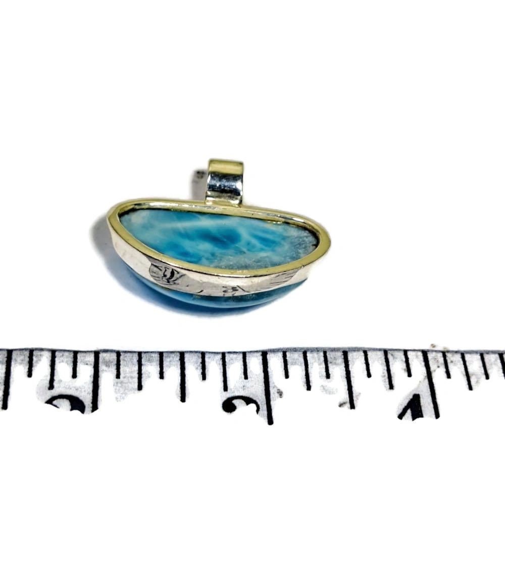 1.3 "in. Dominican Nice Deep Blue Larimar Stone Pendant Handmade