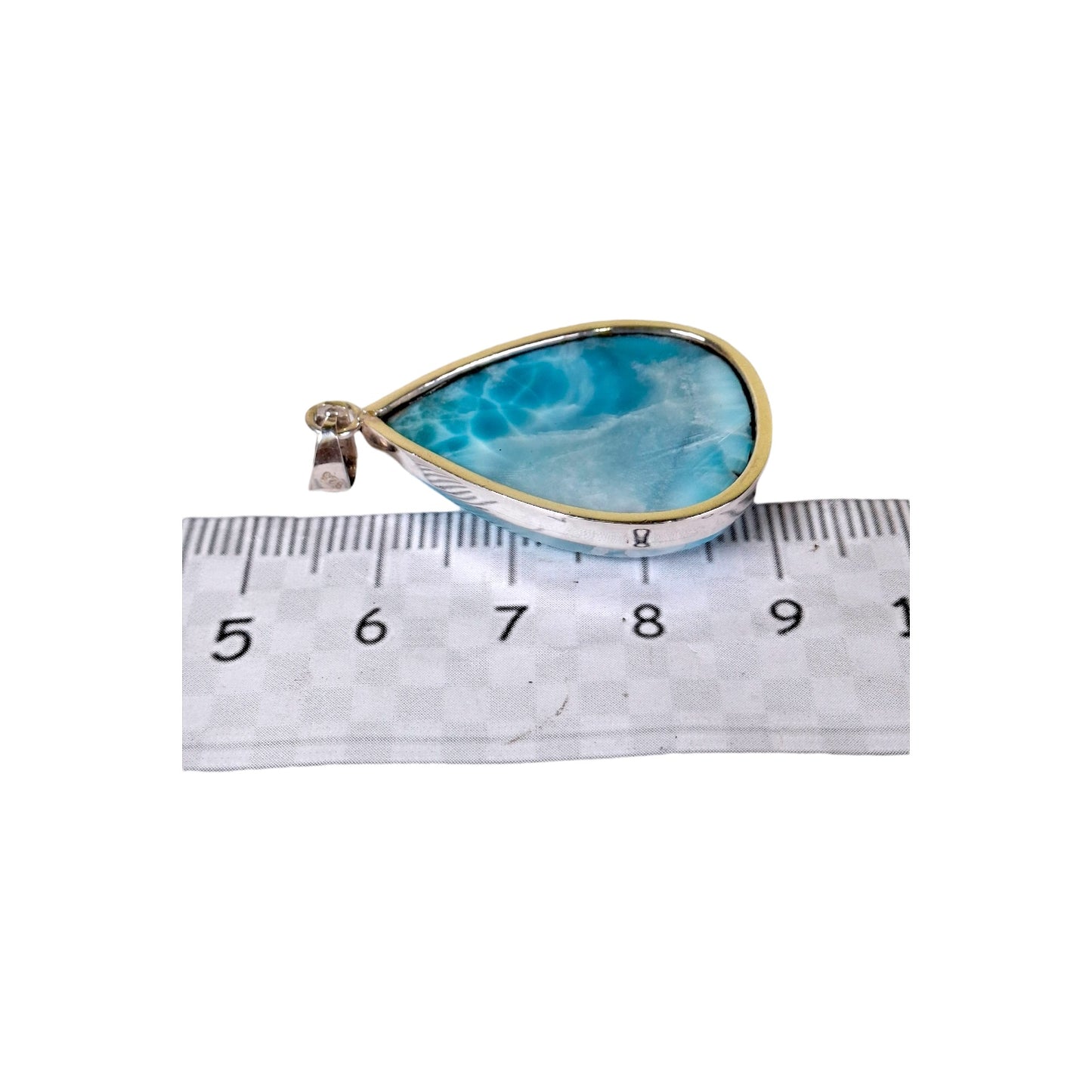1.8 "in. Big Dominican Nice Deep Blue Larimar Stone Pendant Handmade