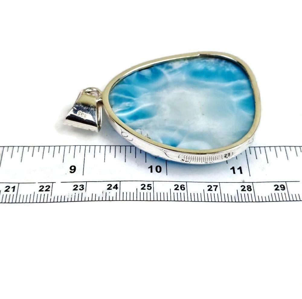 2.6 "in. Dominican Nice Deep Blue Larimar Stone Pendant Handmade