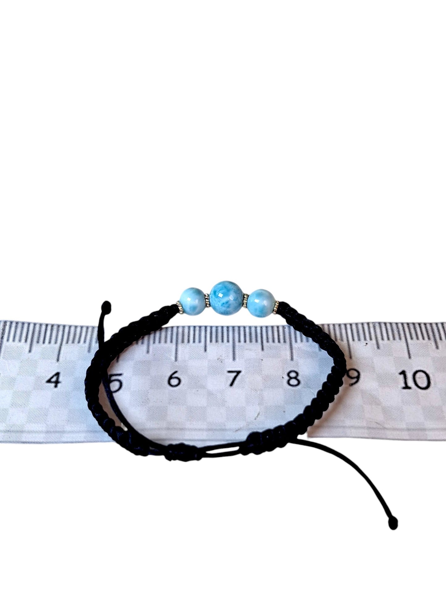 Nice Blue Larimar Stone Nylon Cord Handmade Bracelet Men / Women