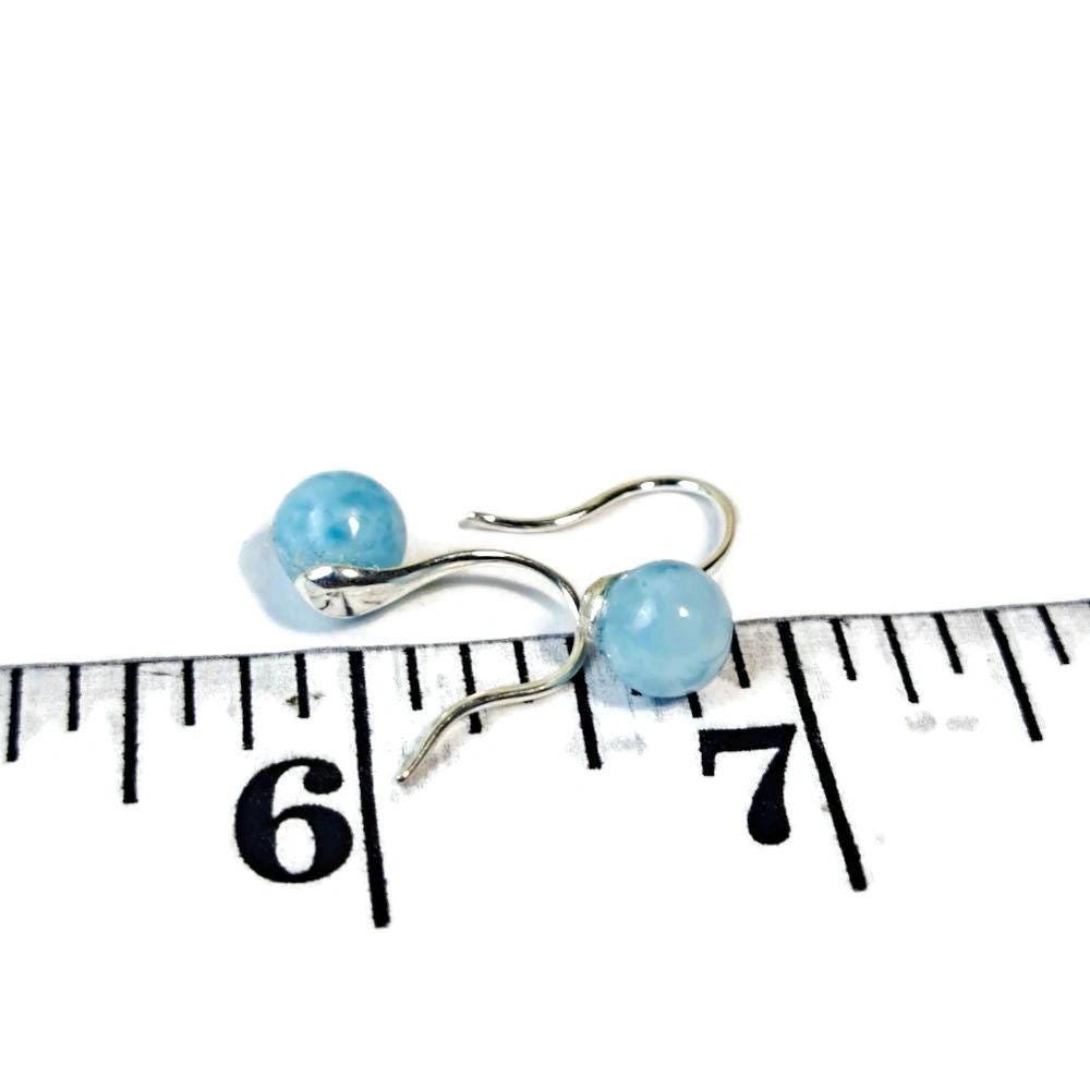 Sterling Silver Nice Blue Larimar Stone Handmade Dangle Earring