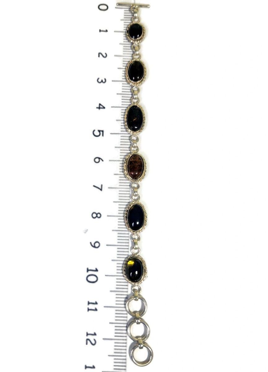 Solid Sterling Silver Dominican Blue Amber stone Handmade Bracelet