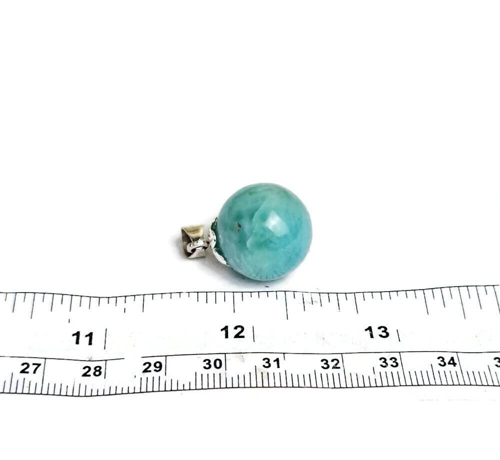 1.1"in. Dominican Sphere Nice Blue Larimar Stone Pendant Handmade