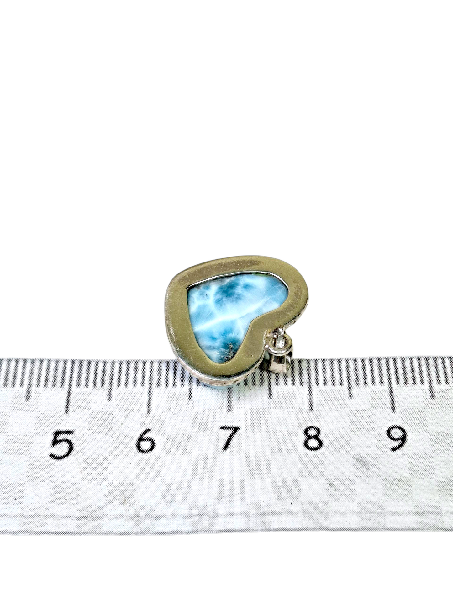 1.4 "in. Heart Dominican Nice Blue Larimar Stone Pendant Handmade