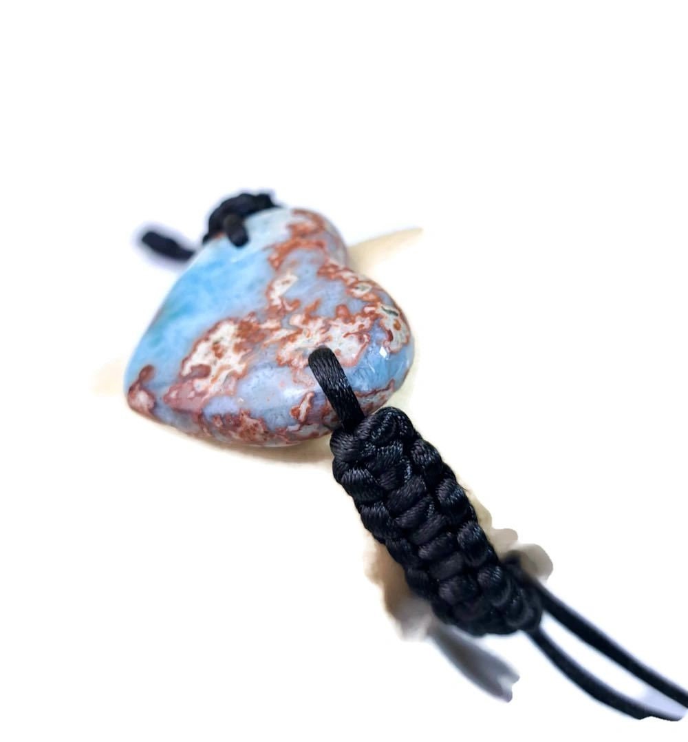 Nice Blue Larimar Stone Nylon Cord Handmade Bracelet Men / Women