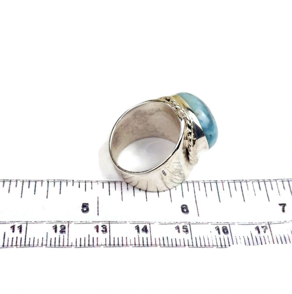 Solid Sterling Silver Dominican Blue Larimar Stone Handmade Ring