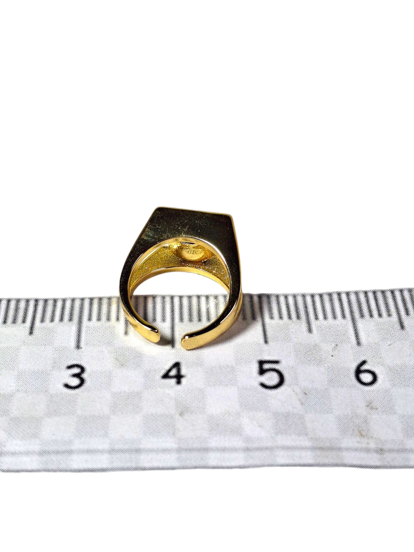 Stainless Steel w/ Gold Plate Dominican Blue Larimar Stone Ring
