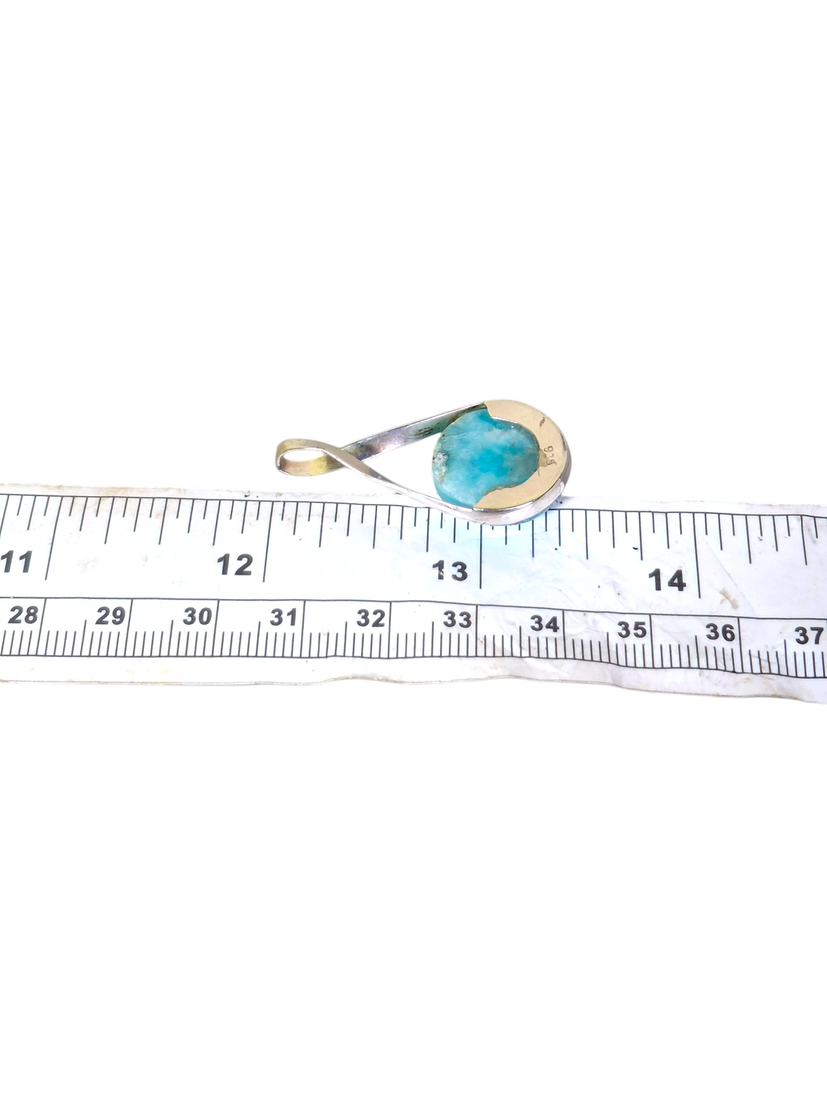 Larimar Pendant Sterling Silver Natural Dominican Blue Gemstone Handmade