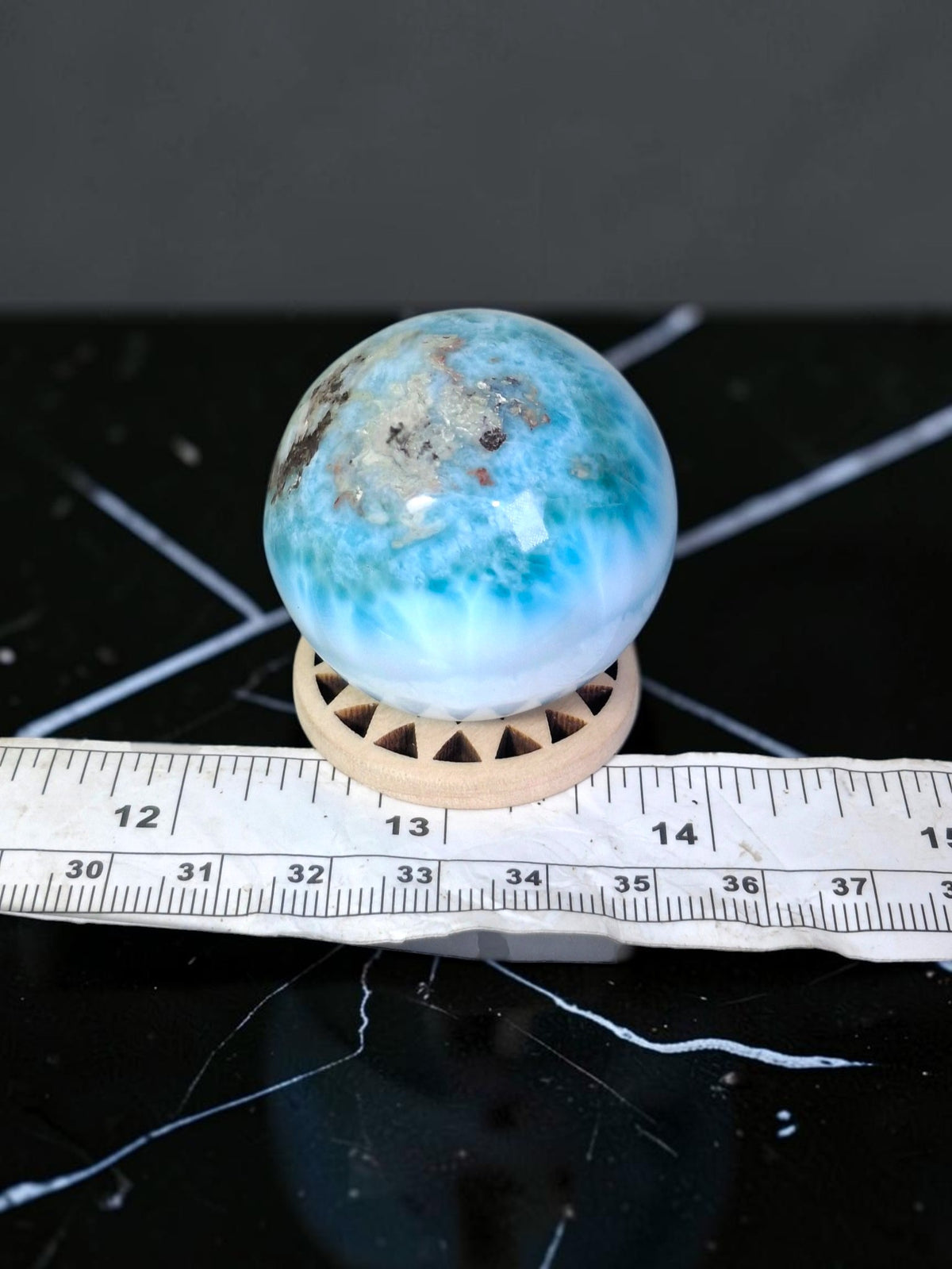 Top Blue Larimar 40 mm Sphere Dominican Ball Healing Energy Crystal