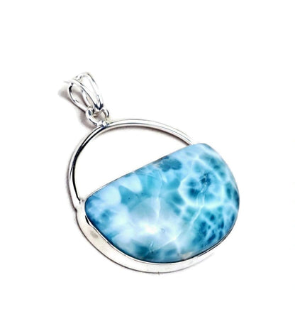 2.5 "in. Big Dominican Nice Deep Blue Larimar Stone Pendant Handmade