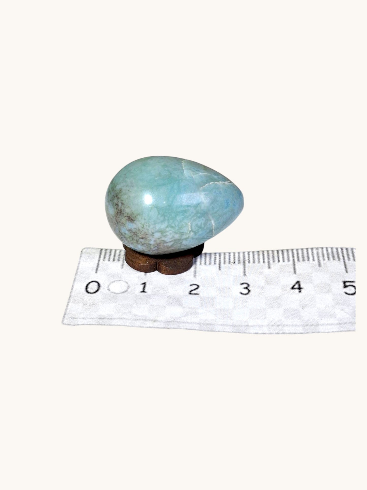 46 mm Egg Form Natural Dominican Blue Larimar Stone Healing Energies