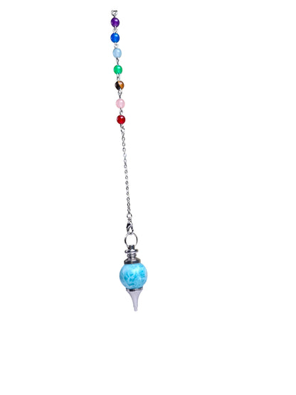 Dominican Nice Blue Larimar Stone Pendulum Necklace 7 chakras