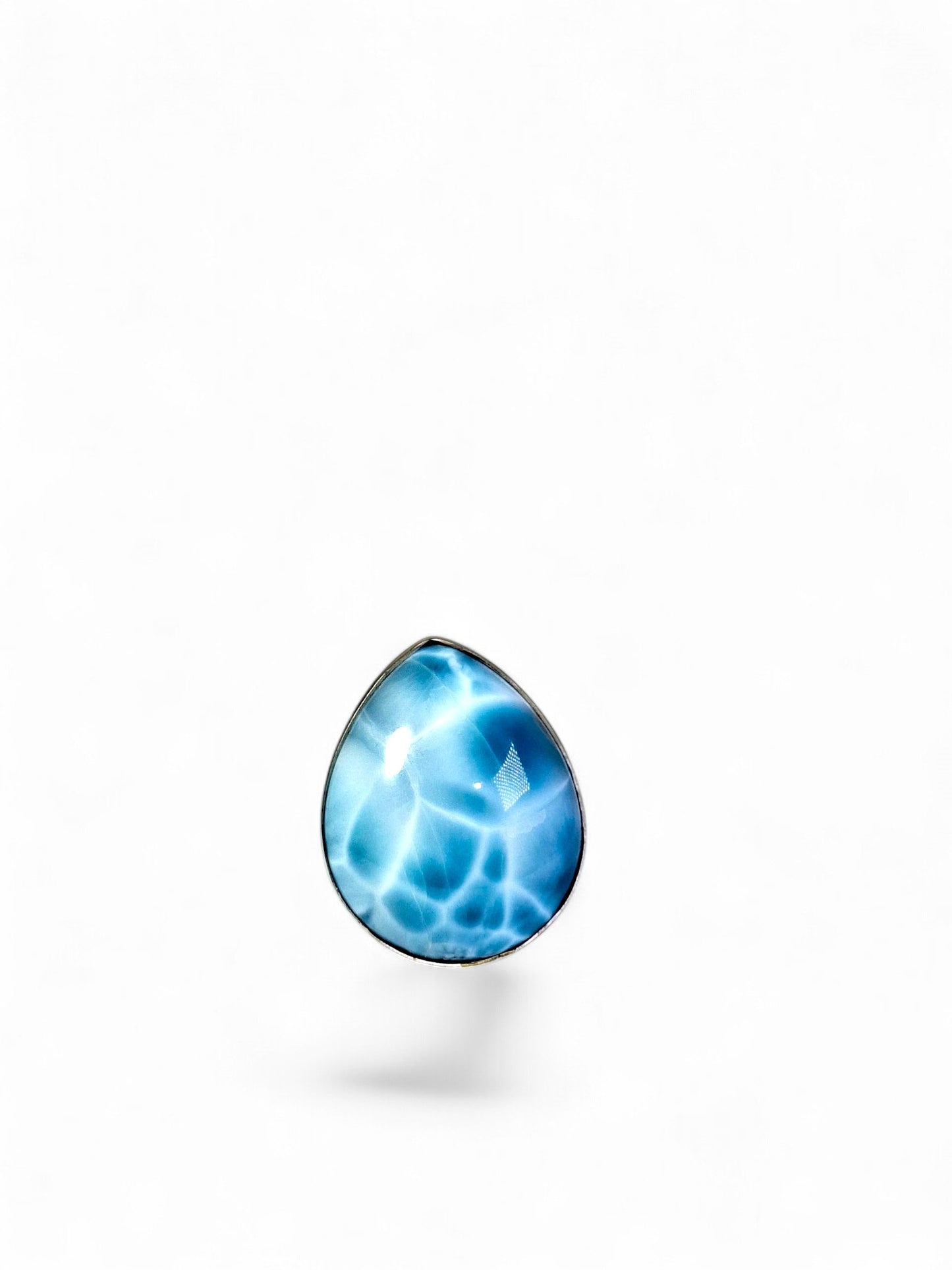 Solid Sterling Silver Dominican Deep Blue Larimar Stone Handmade Ring