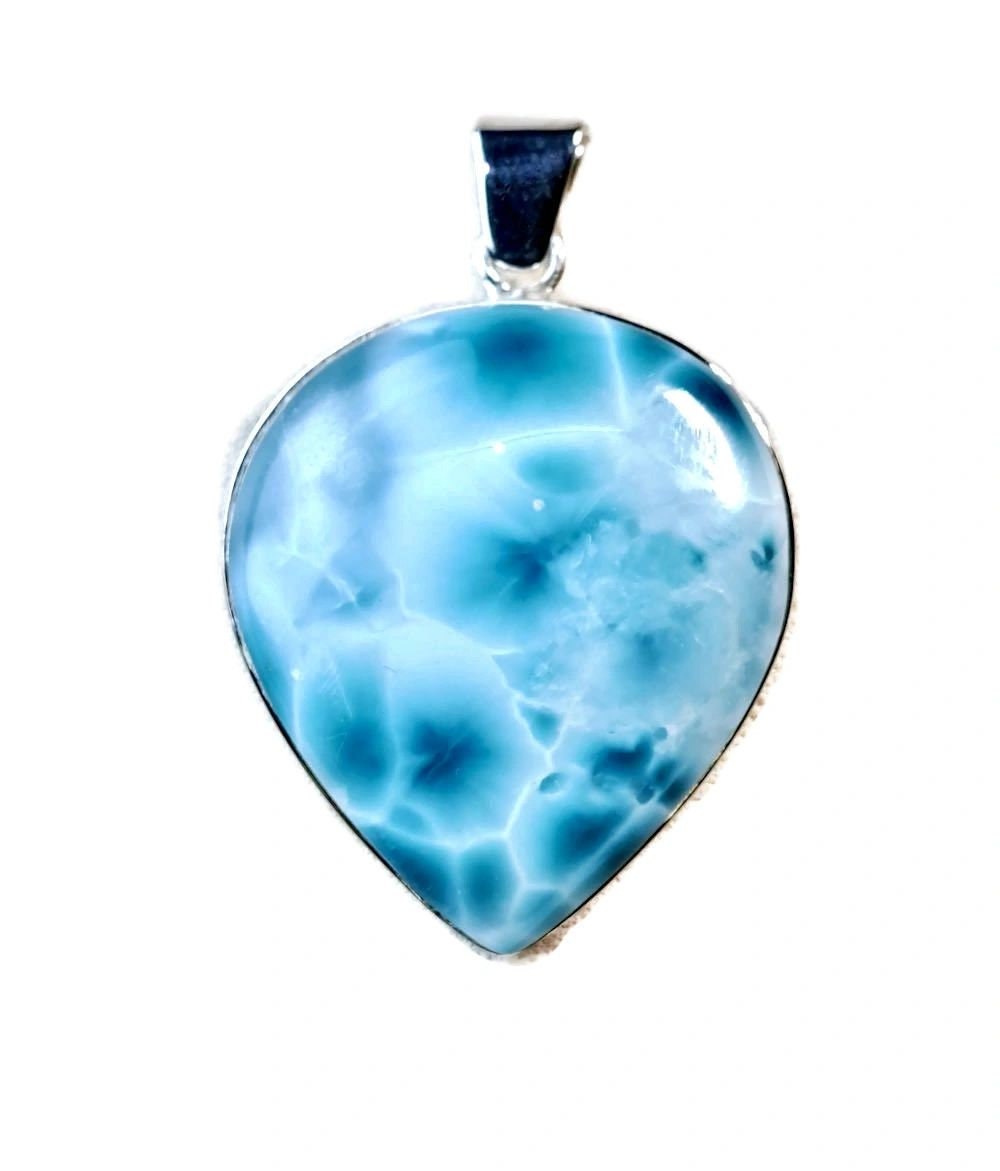 2.1 "in. Dominican Nice Deep Blue Larimar Stone Pendant Handmade
