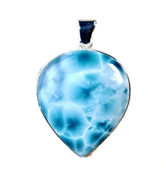 2.1 "in. Dominican Nice Deep Blue Larimar Stone Pendant Handmade
