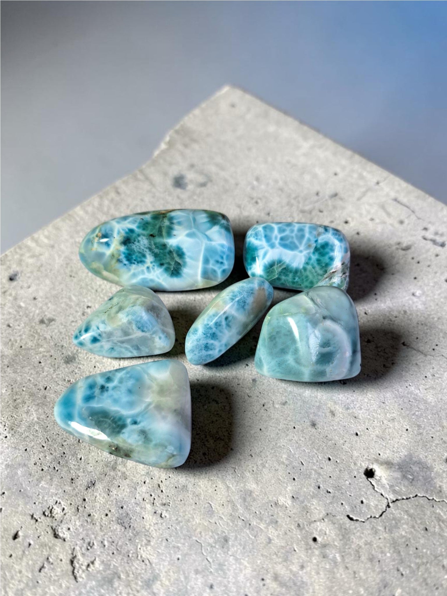 122g Full Polished Natural Dominican Blue Larimar Stone Specimen Healing