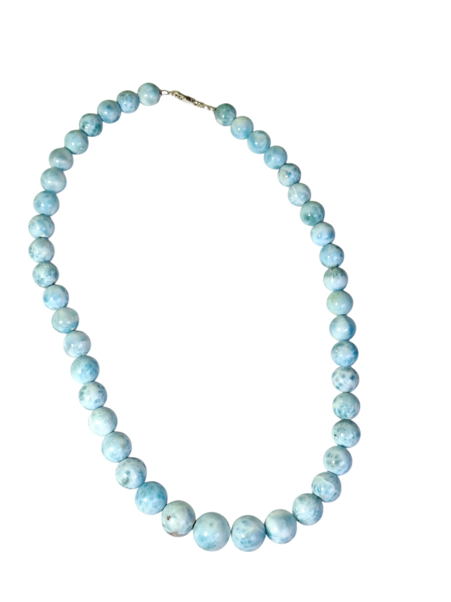 17.5 " Dominican Nice Blue Larimar Stone Necklace Handcrafted