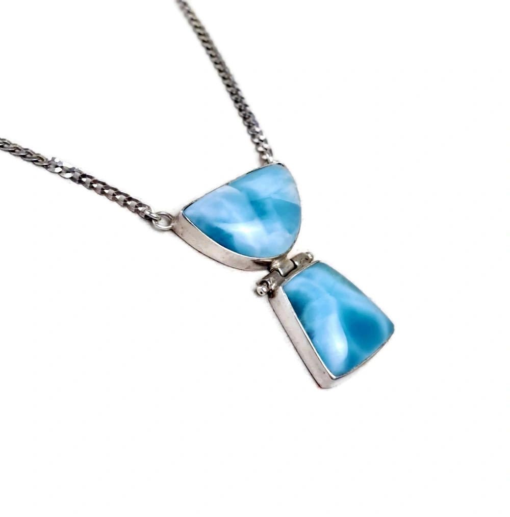 Dominican Nice Deep Blue Larimar Stone Necklace Handcrafted