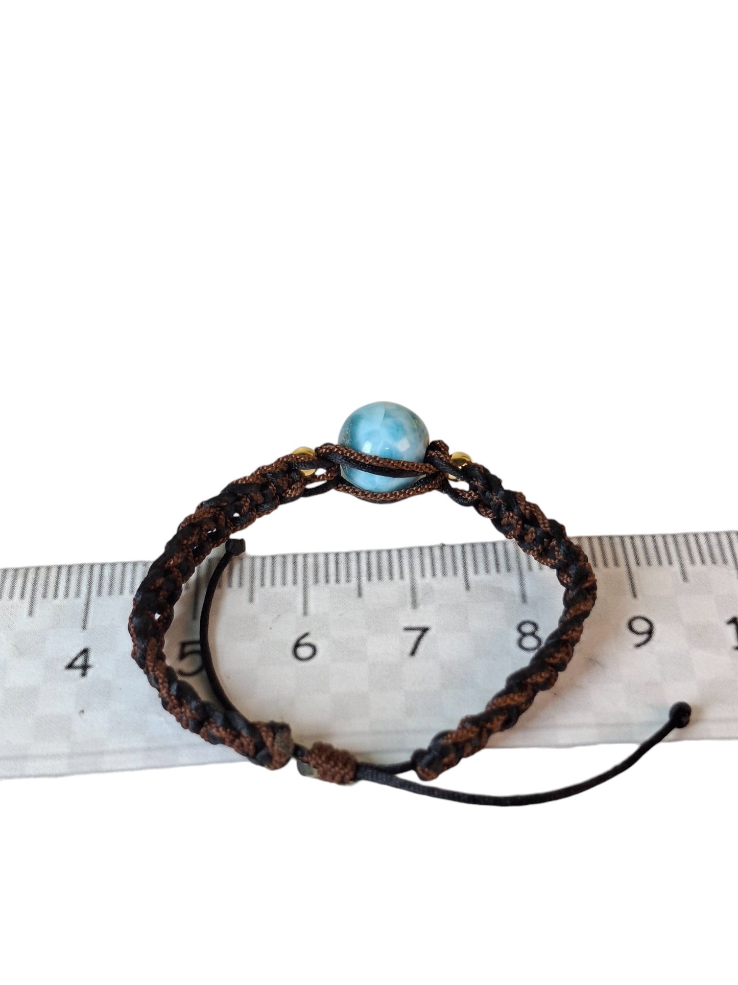 Nice Blue Larimar Stone Nylon Cord Handmade Bracelet Men / Women