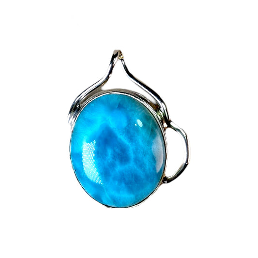 1.4 pulgadas Colgante de larimar azul intenso dominicano hecho a mano