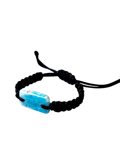 Nice Blue Larimar Stone Nylon Cord Handmade Bracelet Men / Women