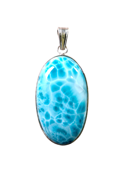 2.6 "in. Dominican Nice Deep Blue Larimar Stone Pendant Handmade