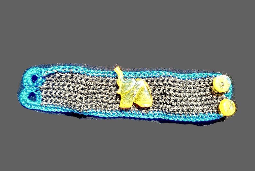 Carved Elephant Dominican Clean Blue / Green Amber stone Handmade Cord Bracelet