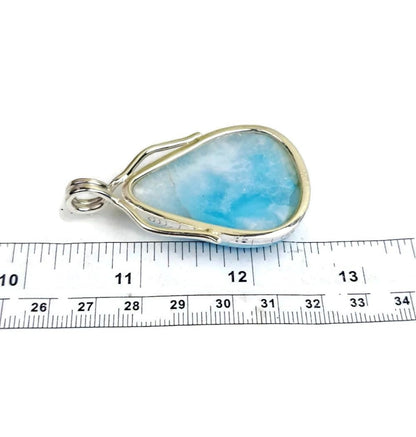 2.2 "in. Dominican Nice Blue Larimar Stone Pendant Handmade