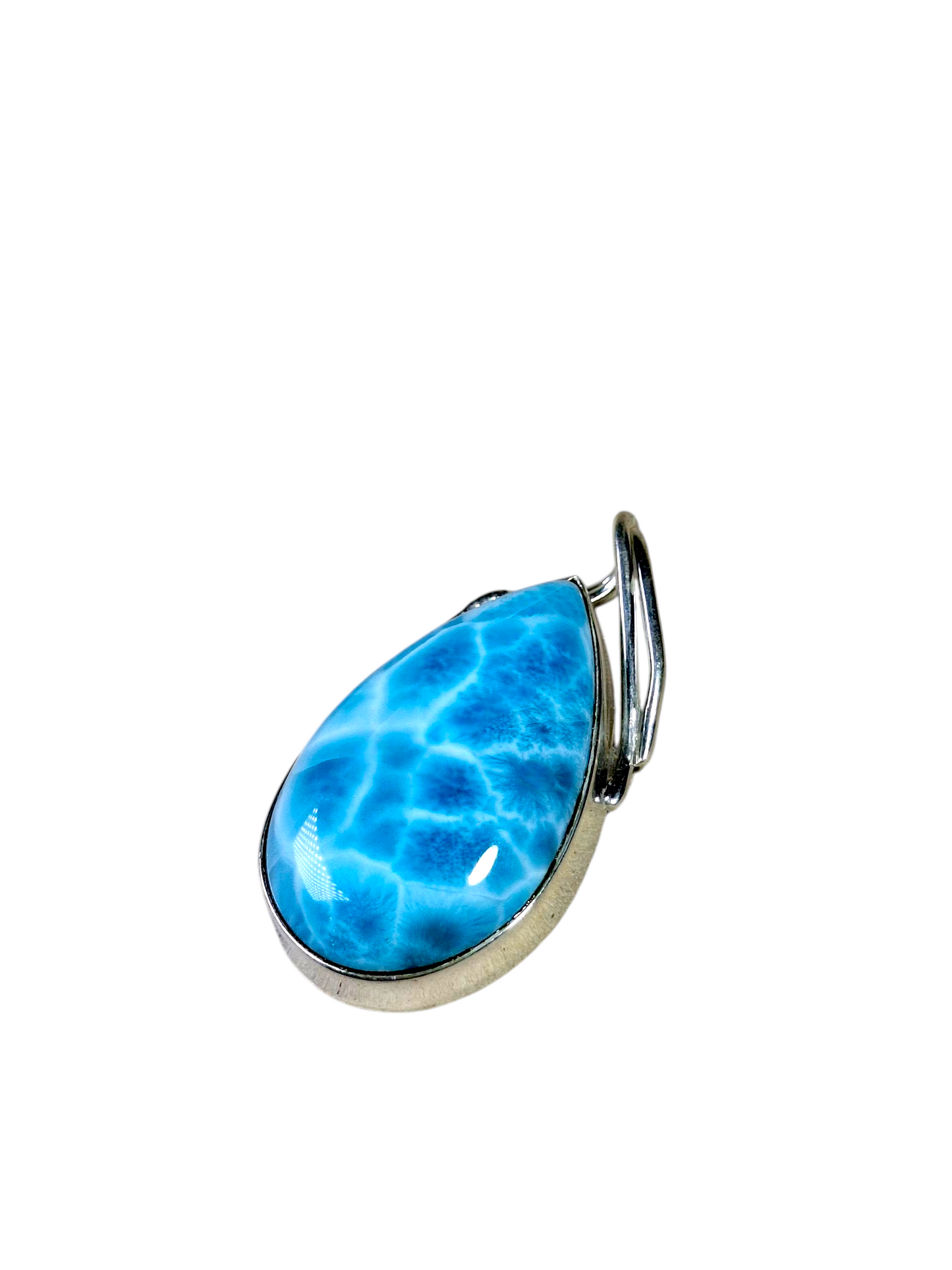 1.8 "in. Dominican Nice Deep Blue Larimar Stone Pendant Handmade