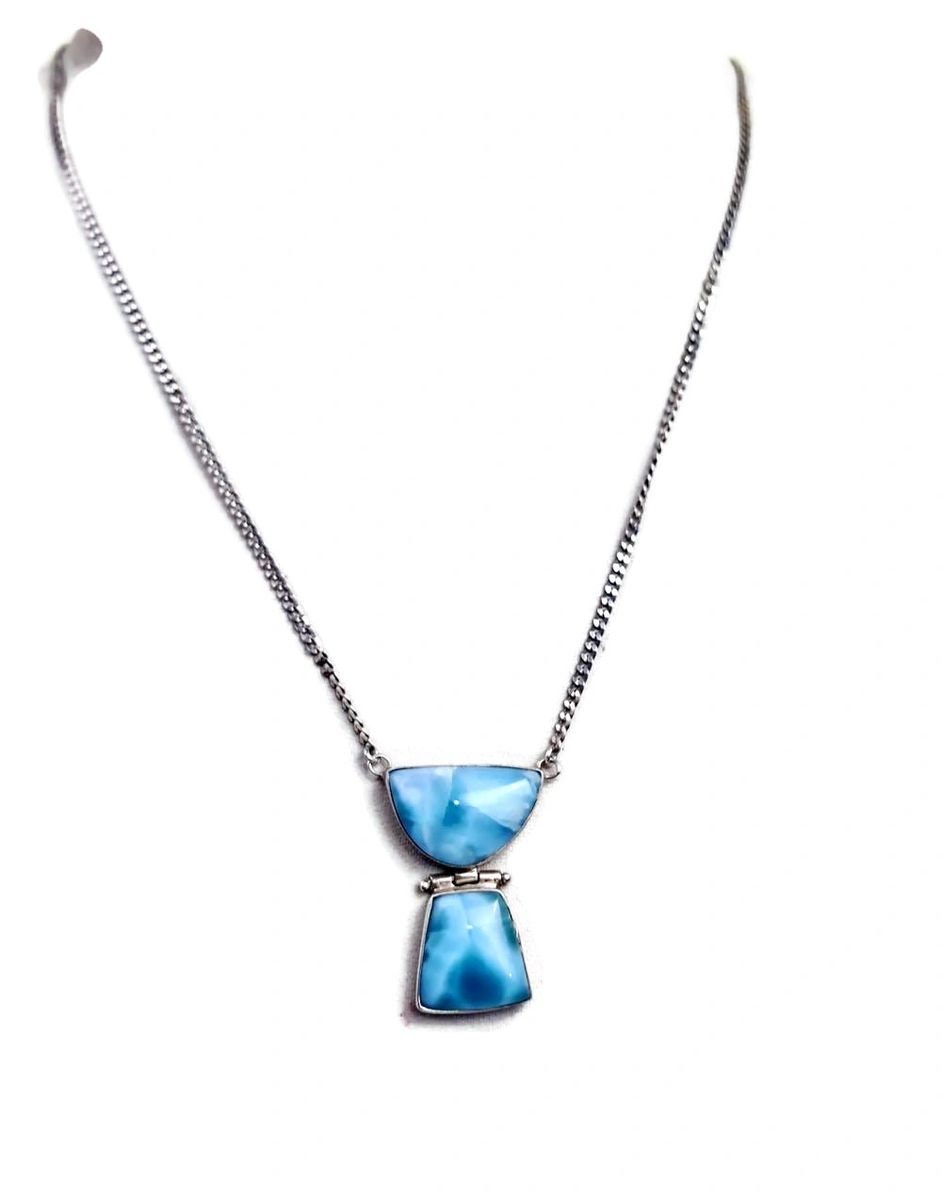 Dominican Nice Deep Blue Larimar Stone Necklace Handcrafted