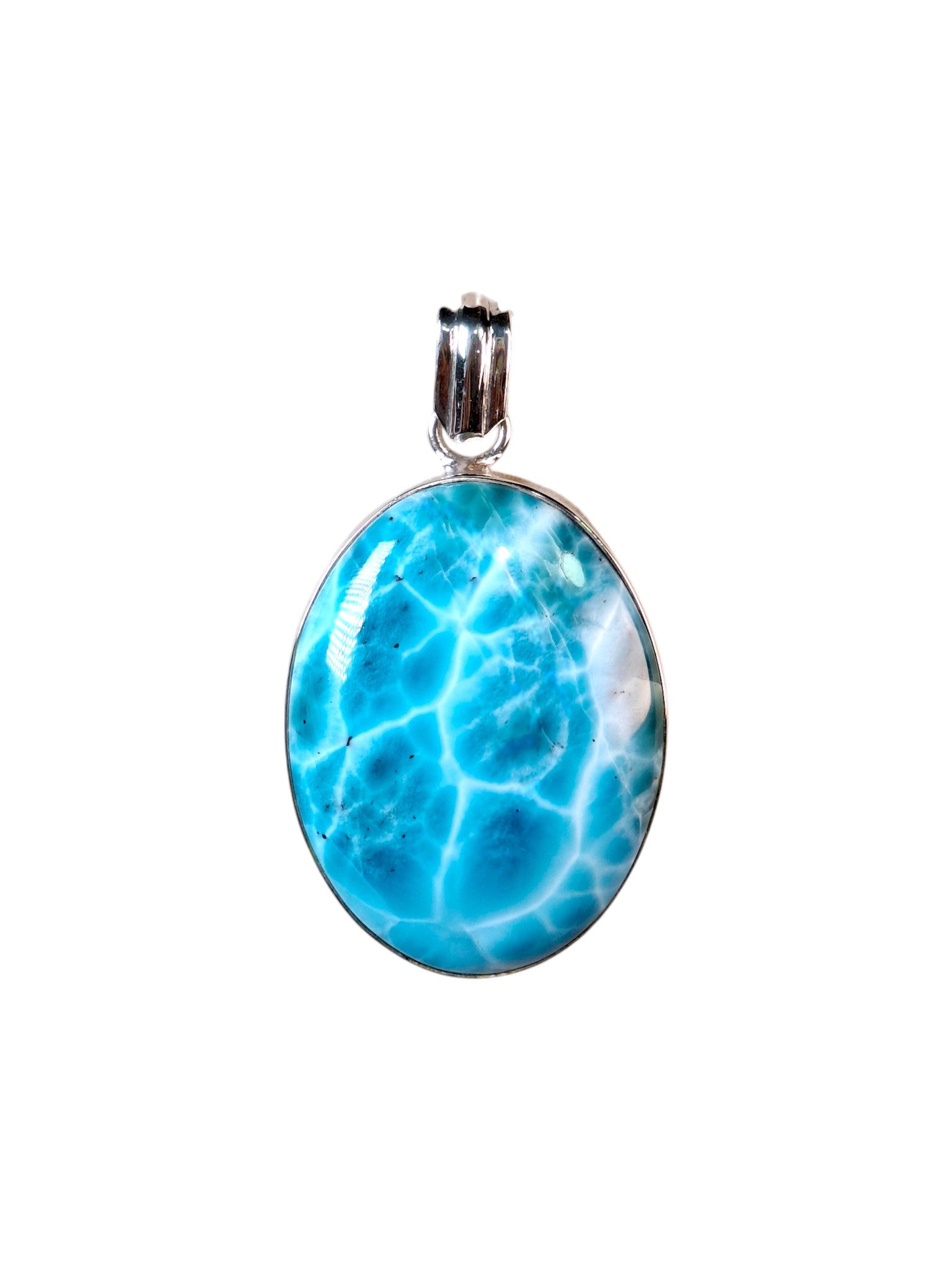 2.2 pulgadas. Colgante de piedra de larimar azul profundo dominicano hecho a mano
