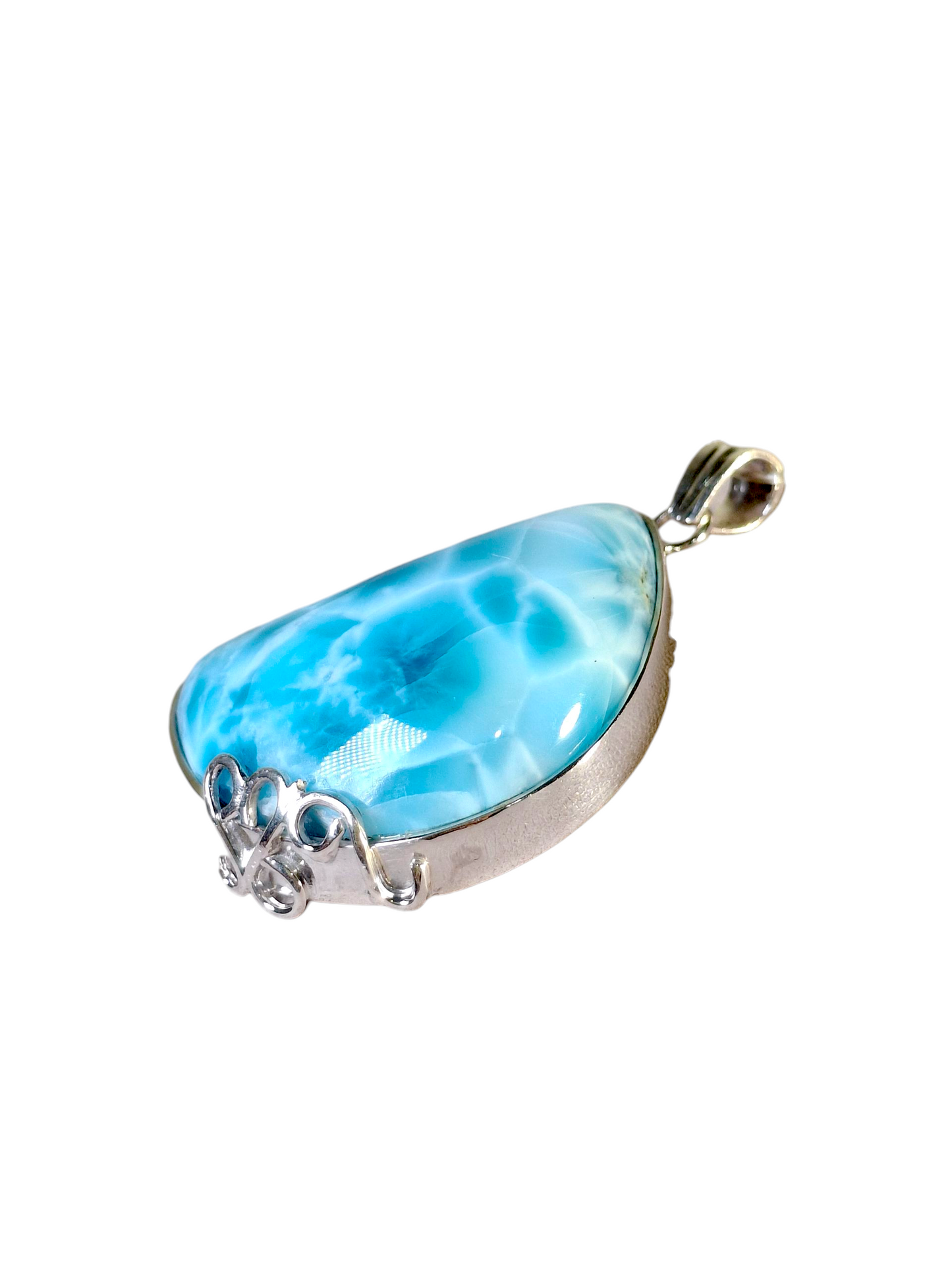 2.2 "in. Dominican Nice Deep Blue Larimar Stone Pendant Handmade