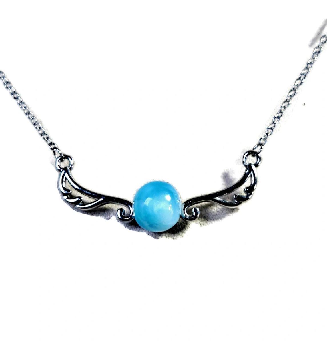 Dominican Nice Blue Larimar Stone Necklace Handcrafted