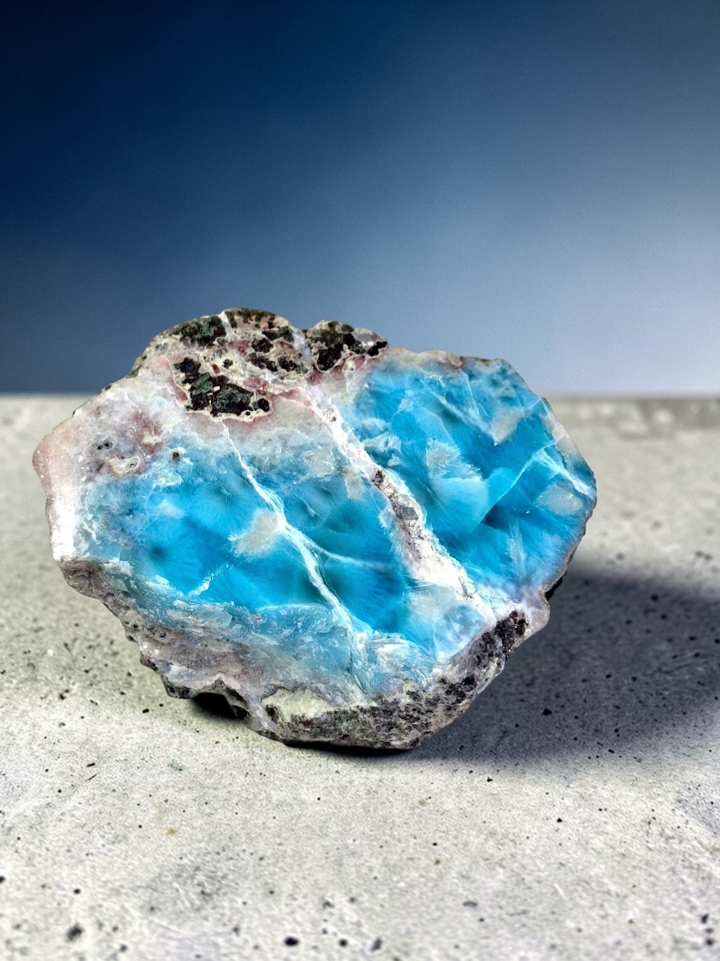 190 g Partially Polished Natural Dominican Blue Larimar Stone Specimen Healing