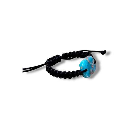 Nice Blue Larimar Stone Nylon Cord Handmade Bracelet Men / Women