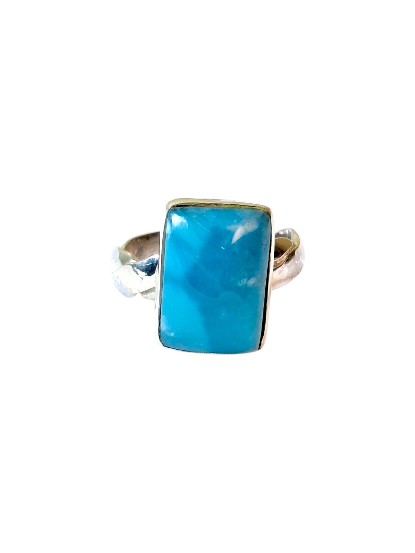 Solid Sterling Silver Dominican Deep Blue Larimar Stone Handmade Ring